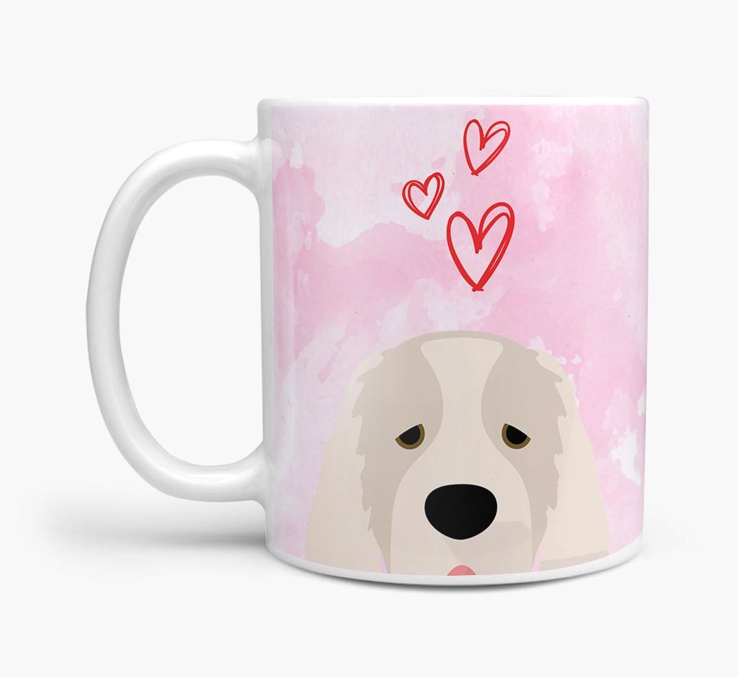Peeking {breedFullName} Icon and Hearts Mug