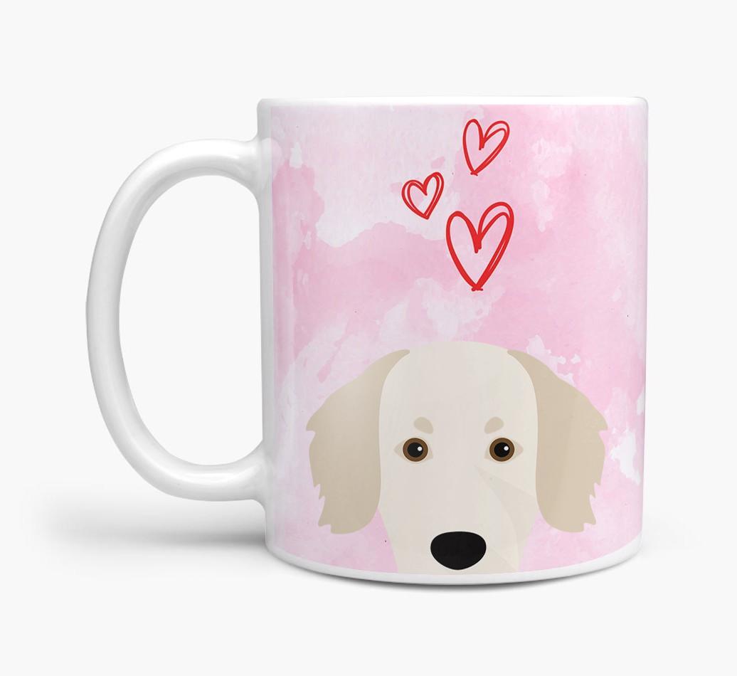 Peeking {breedFullName} Icon and Hearts Mug