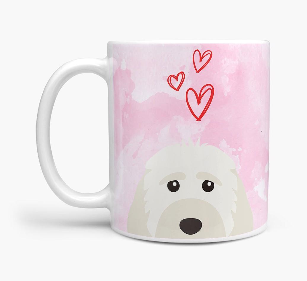 Peeking {breedFullName} Icon and Hearts Mug