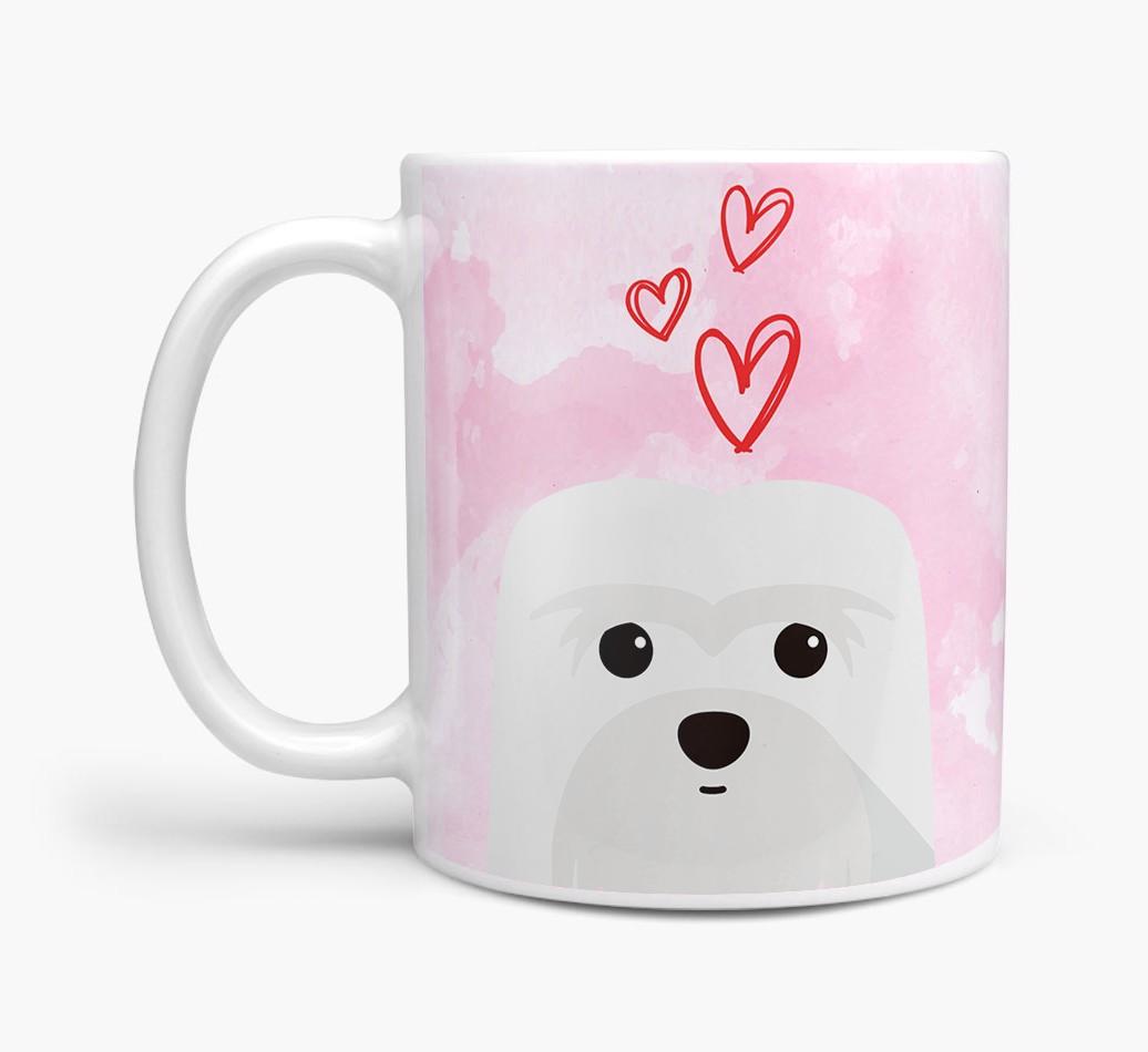 Peeking {breedFullName} Icon and Hearts Mug