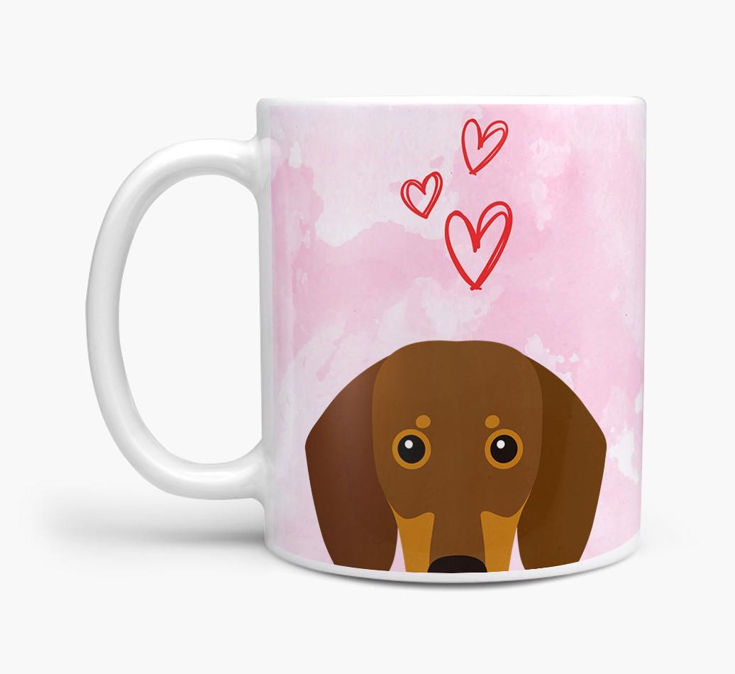 Peeking {breedFullName} Icon and Hearts Mug