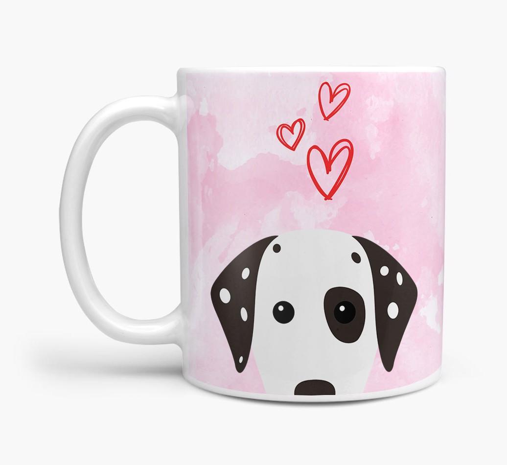 Peeking {breedFullName} Icon and Hearts Mug