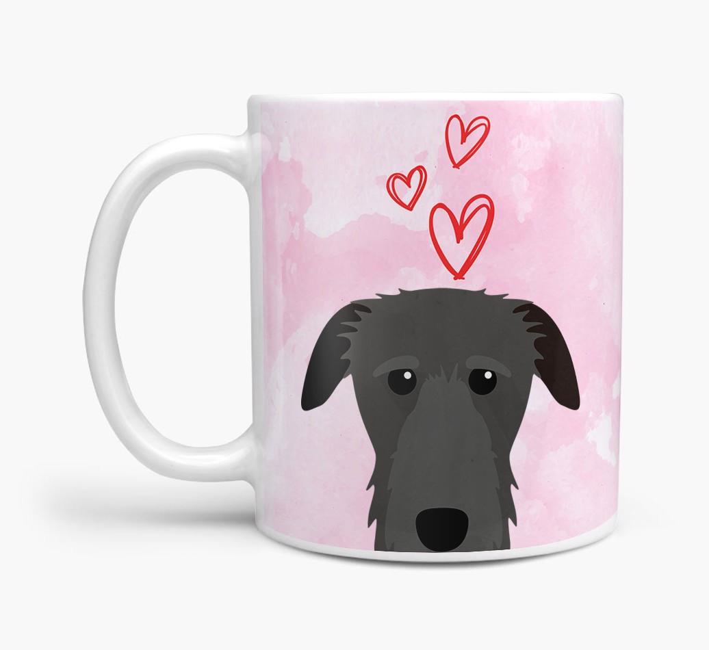 Peeking {breedFullName} Icon and Hearts Mug