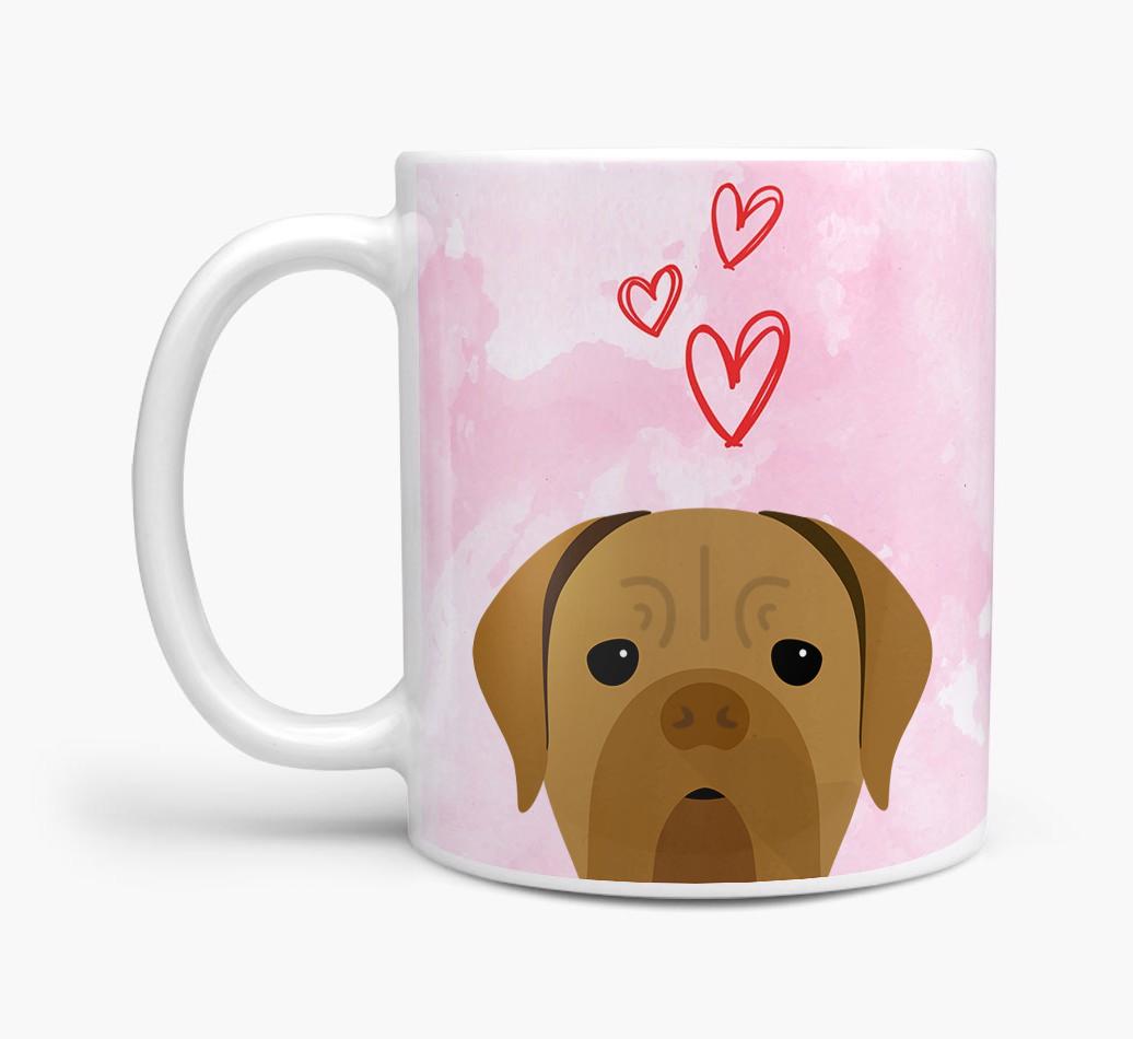 Peeking {breedFullName} Icon and Hearts Mug