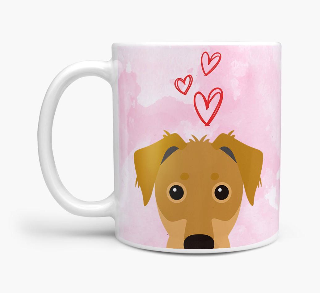 Peeking {breedFullName} Icon and Hearts Mug