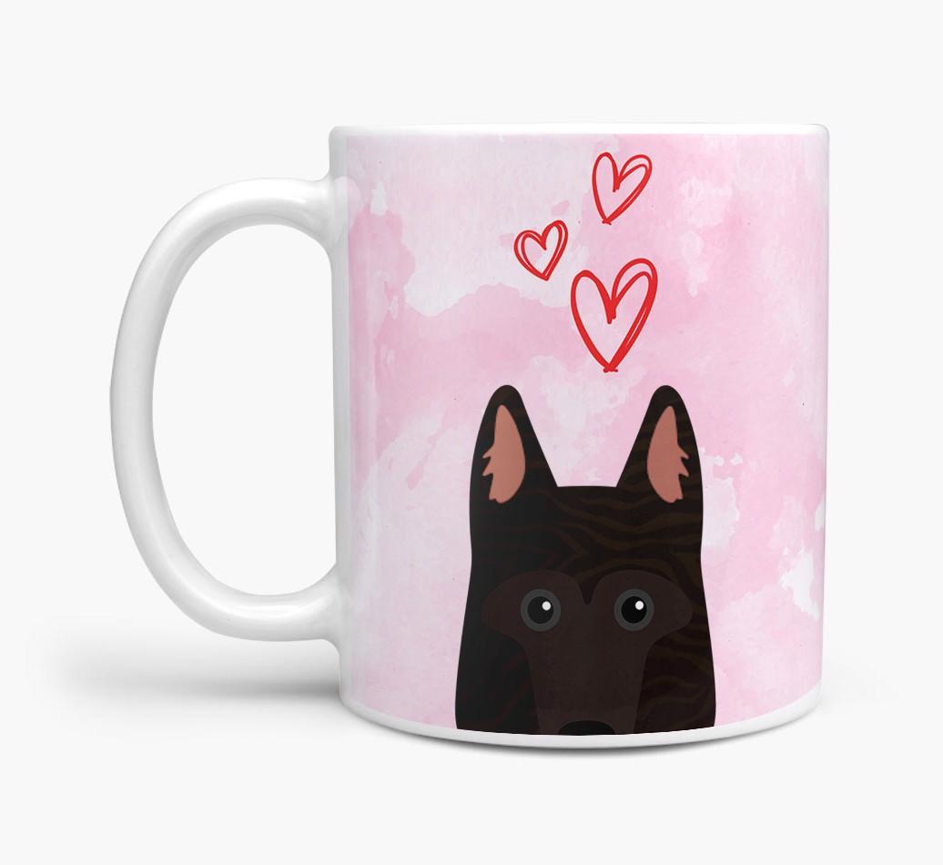 Peeking {breedFullName} Icon and Hearts Mug