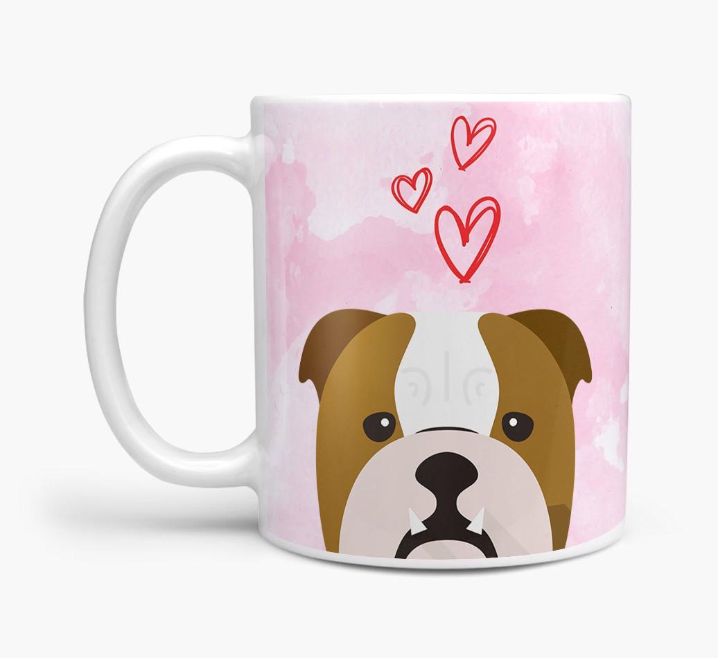 Peeking {breedFullName} Icon and Hearts Mug