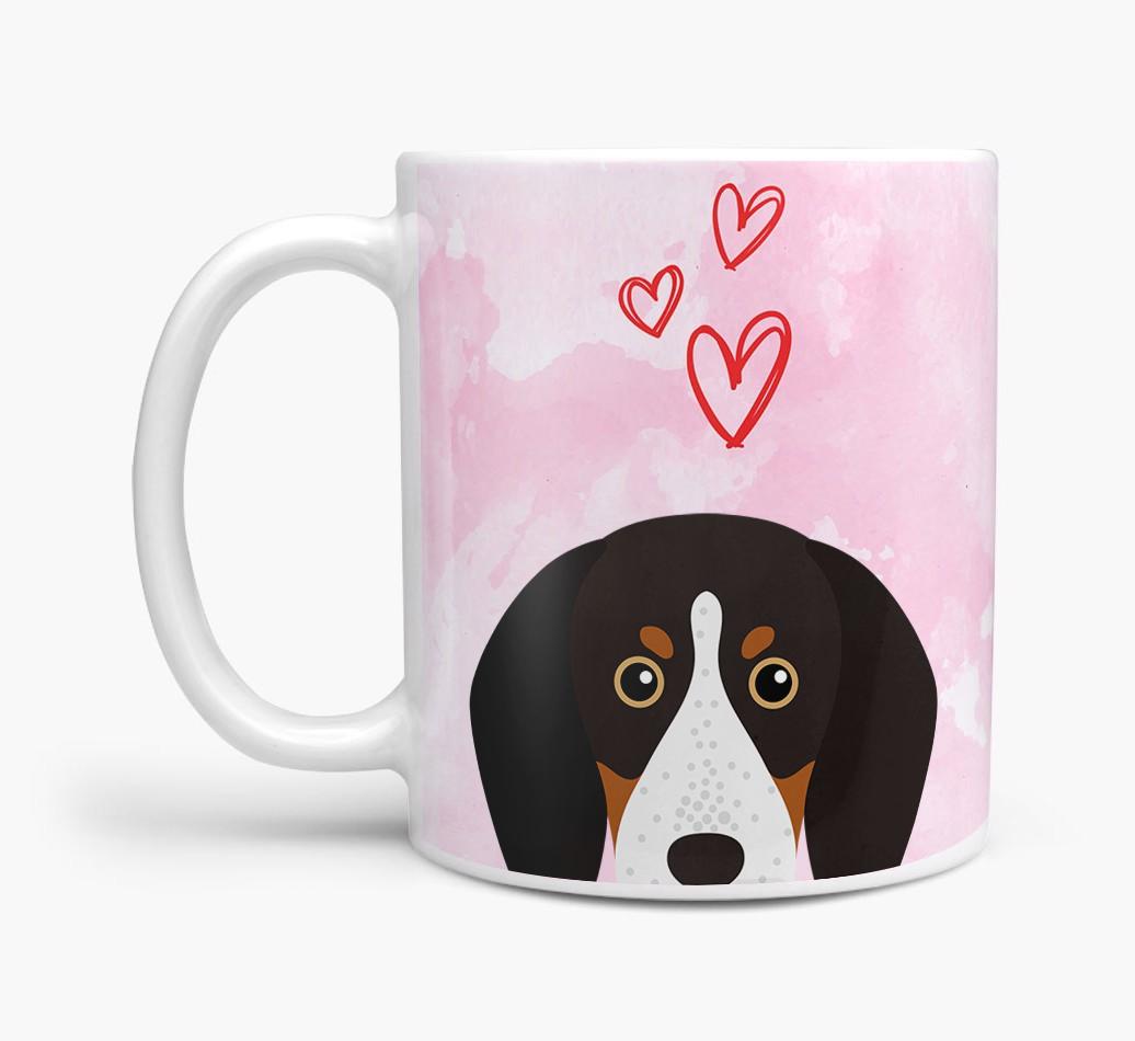 Peeking {breedFullName} Icon and Hearts Mug