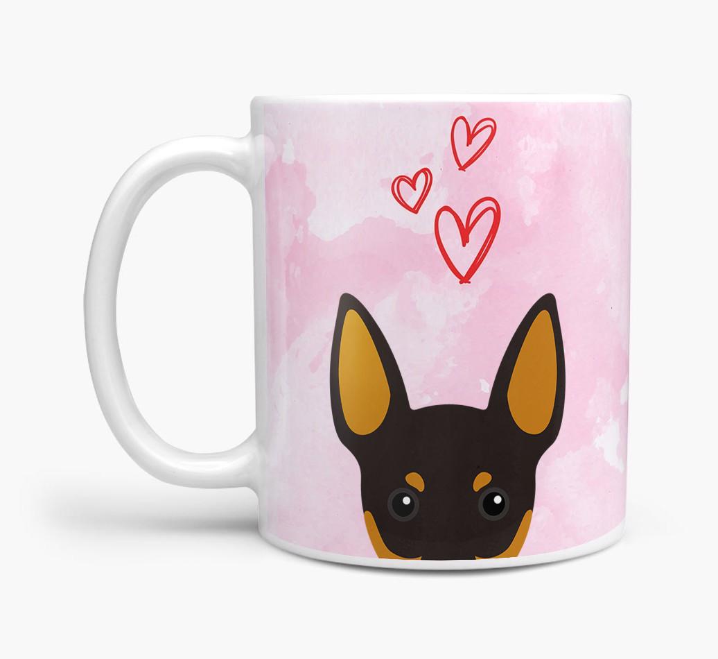 Peeking {breedFullName} Icon and Hearts Mug