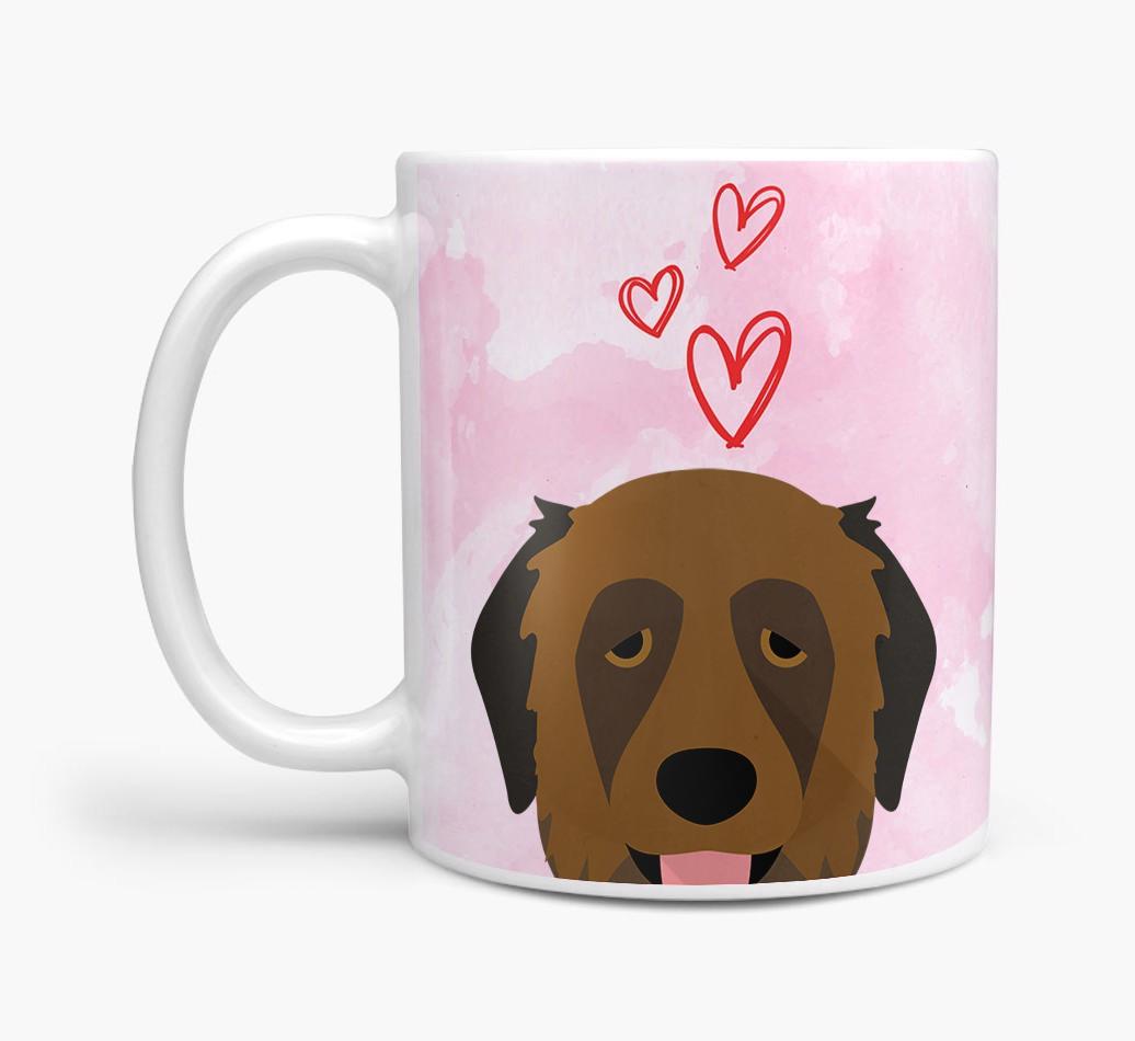 Peeking {breedFullName} Icon and Hearts Mug