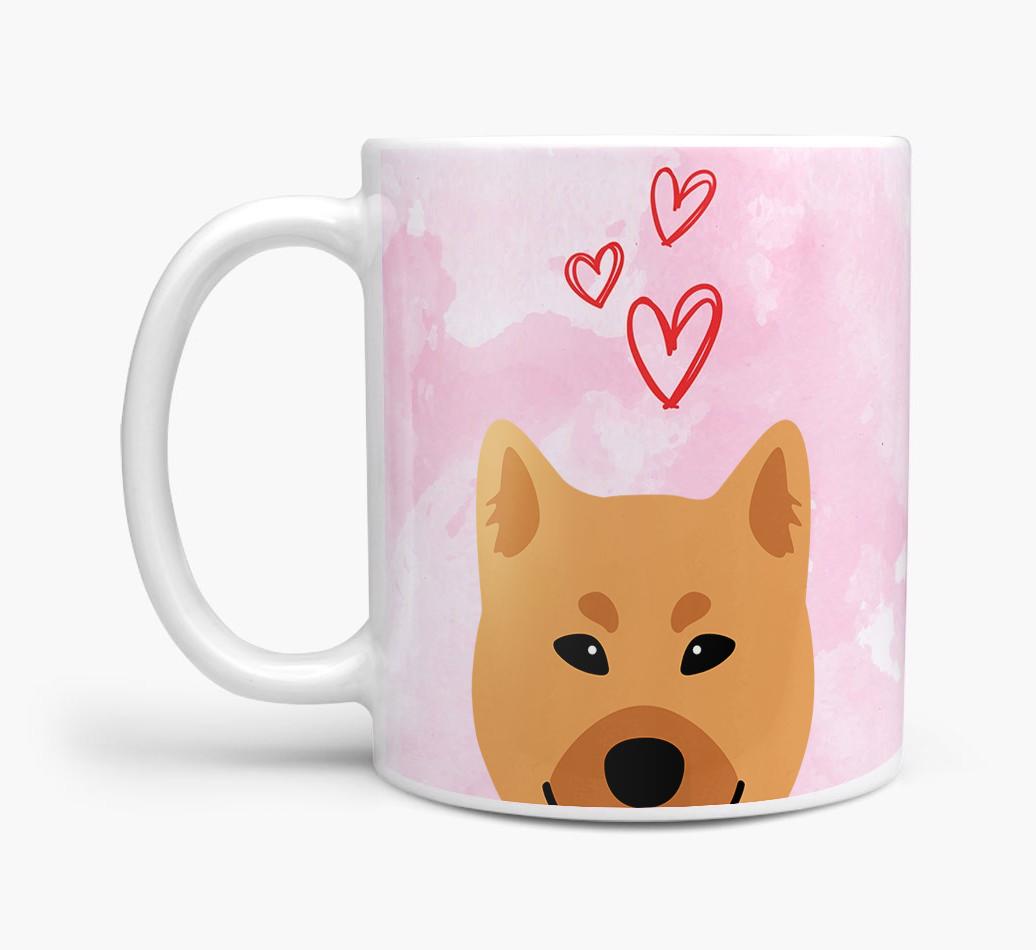 Peeking {breedFullName} Icon and Hearts Mug