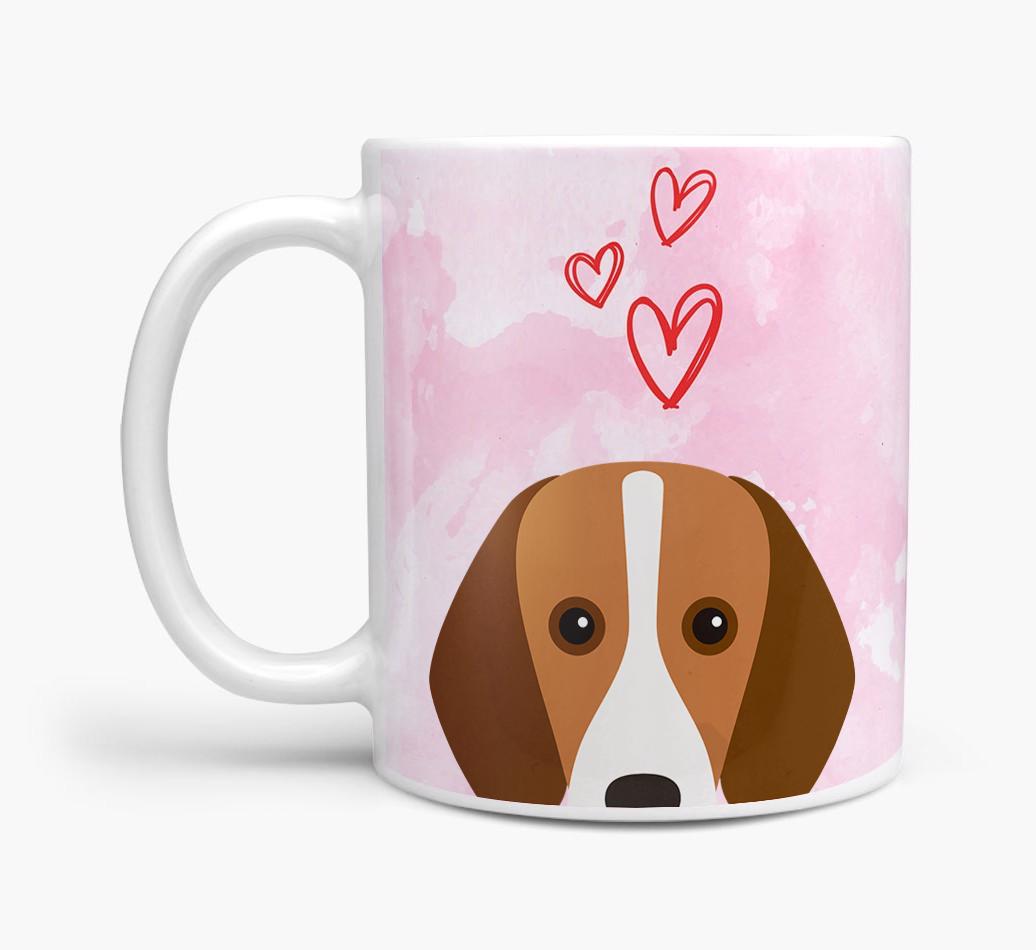 Peeking {breedFullName} Icon and Hearts Mug