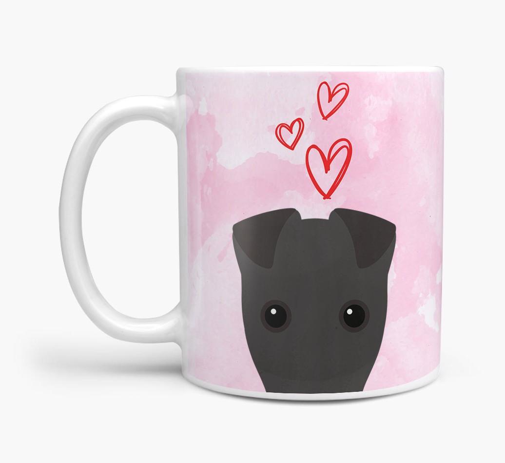 Peeking {breedFullName} Icon and Hearts Mug