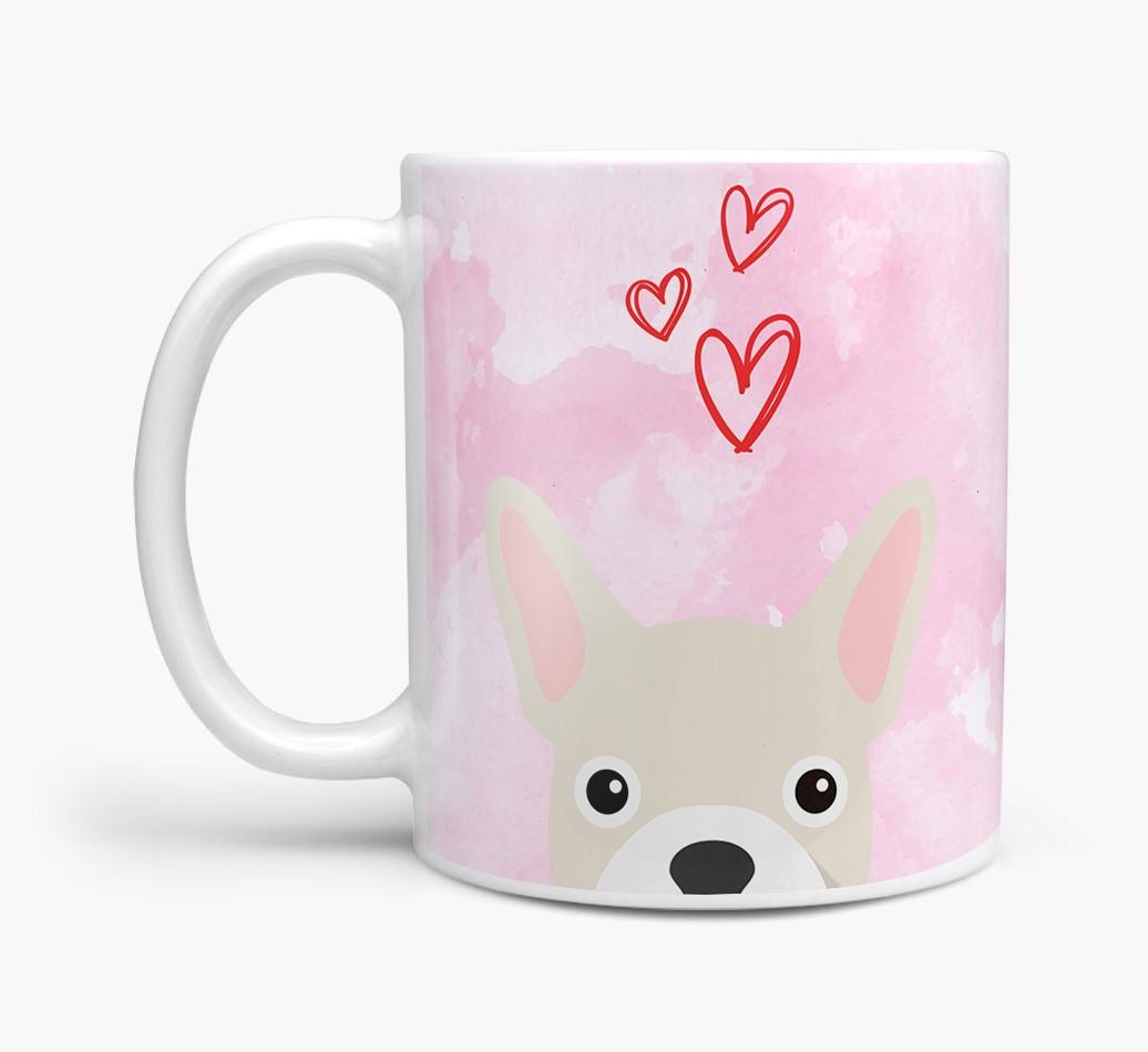 Peeking {breedFullName} Icon and Hearts Mug