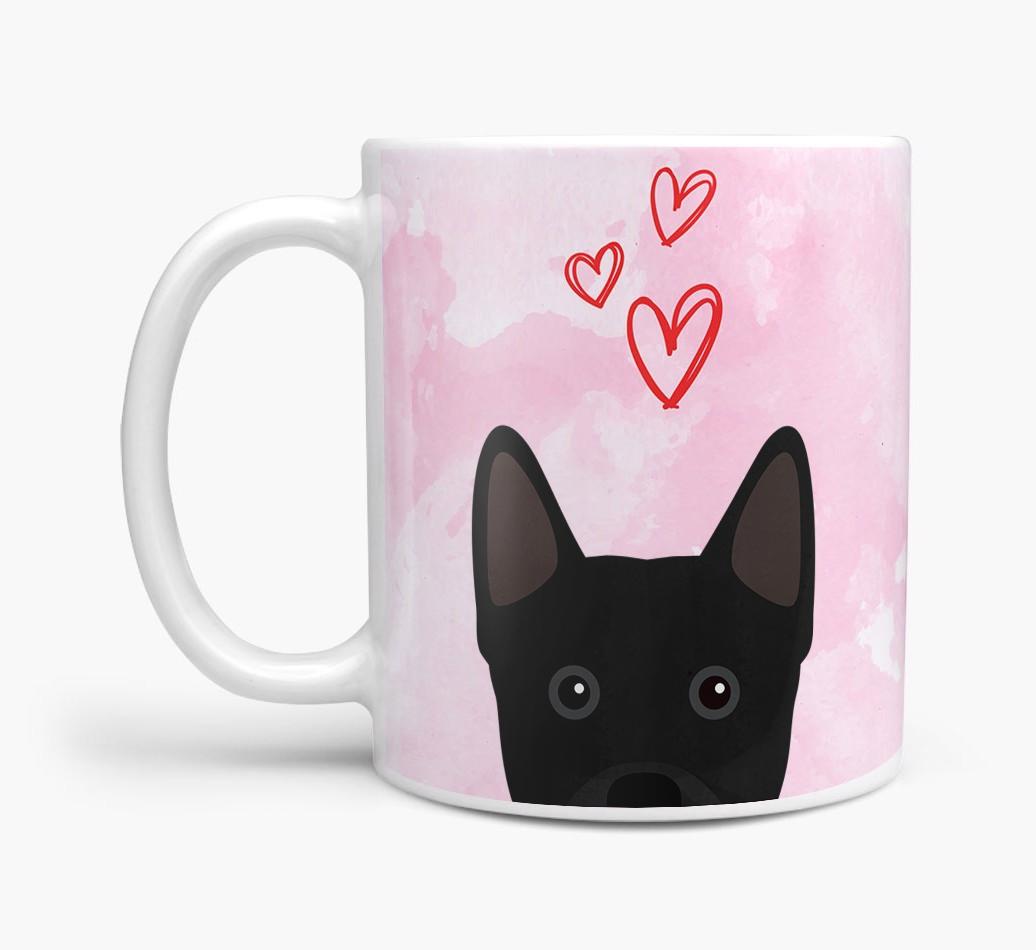 Peeking {breedFullName} Icon and Hearts Mug