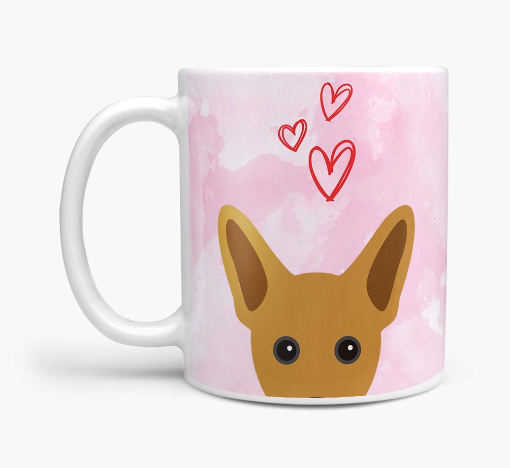 Peeking {breedFullName} Icon and Hearts Mug