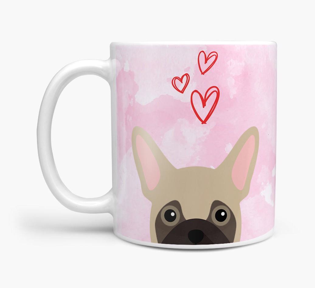 Peeking {breedFullName} Icon and Hearts Mug