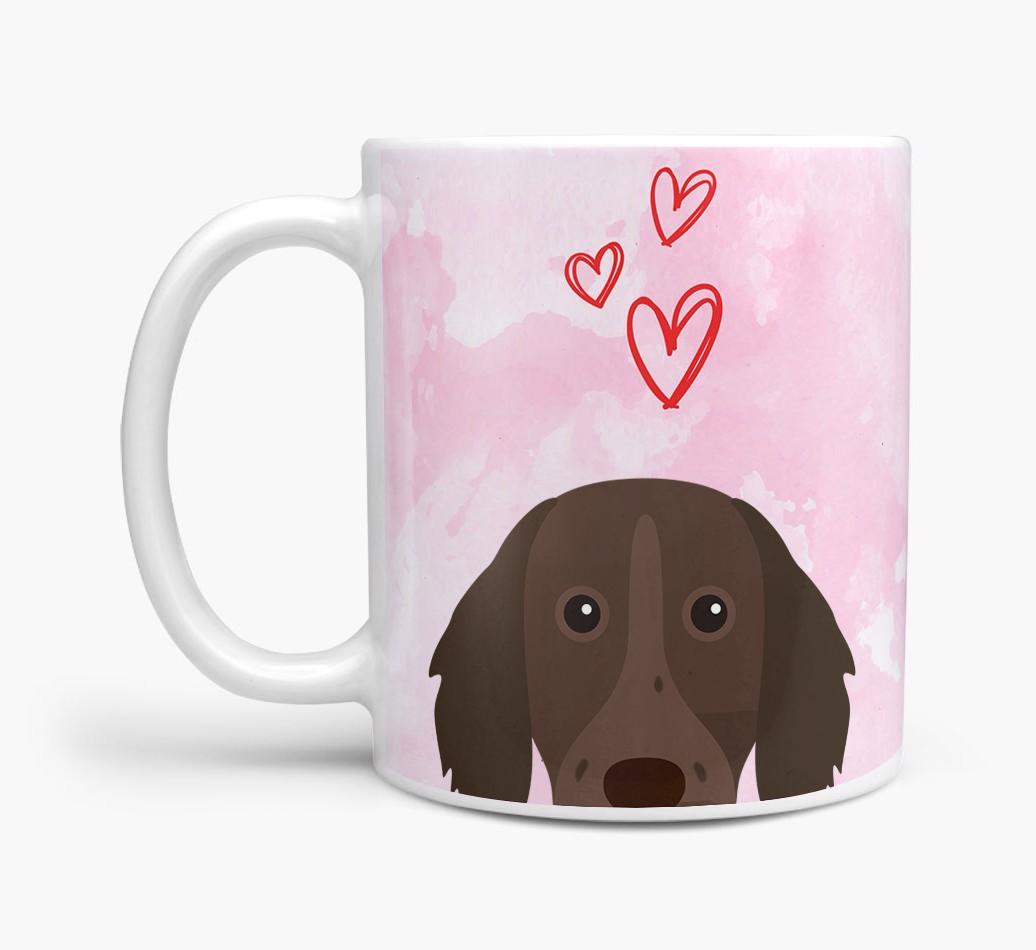 Peeking {breedFullName} Icon and Hearts Mug