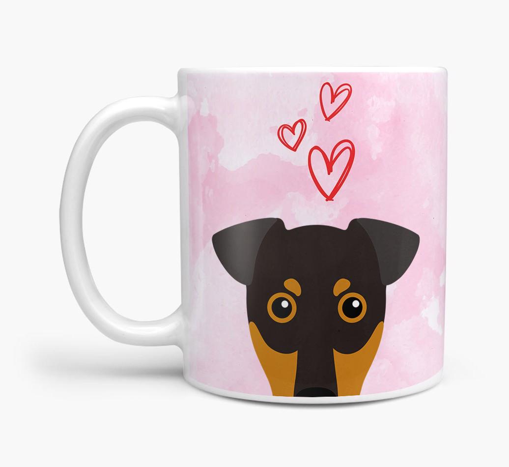Peeking {breedFullName} Icon and Hearts Mug