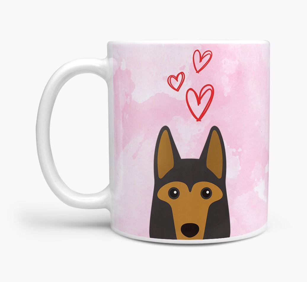 Peeking {breedFullName} Icon and Hearts Mug