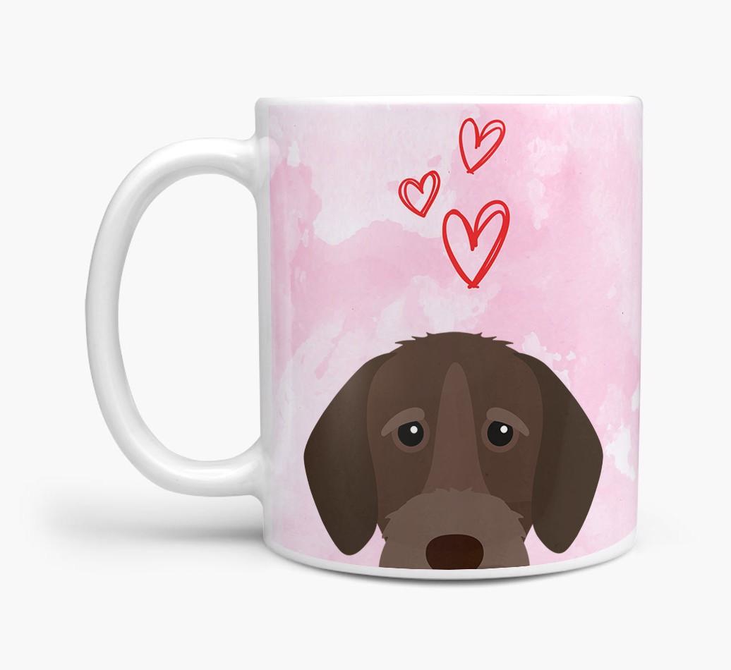 Peeking {breedFullName} Icon and Hearts Mug