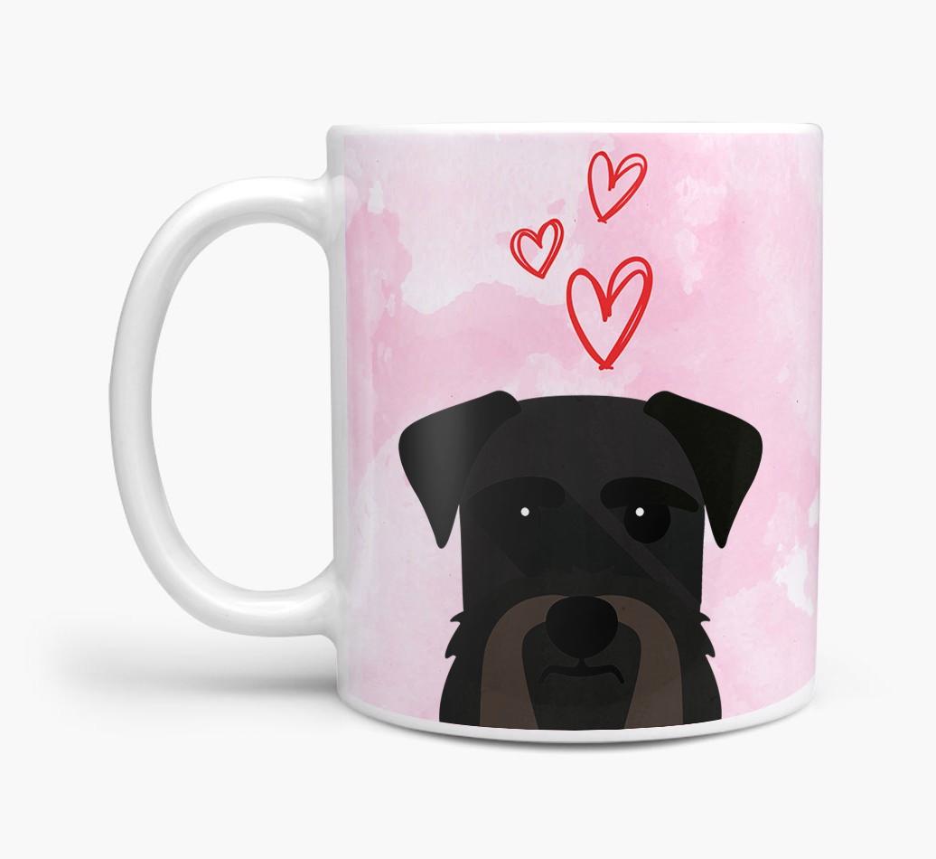 Peeking {breedFullName} Icon and Hearts Mug