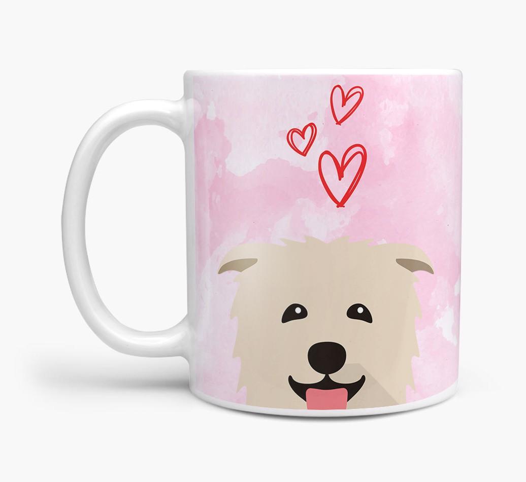 Peeking {breedFullName} Icon and Hearts Mug