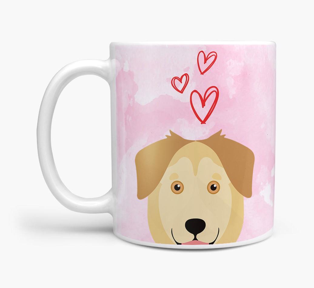 Peeking {breedFullName} Icon and Hearts Mug