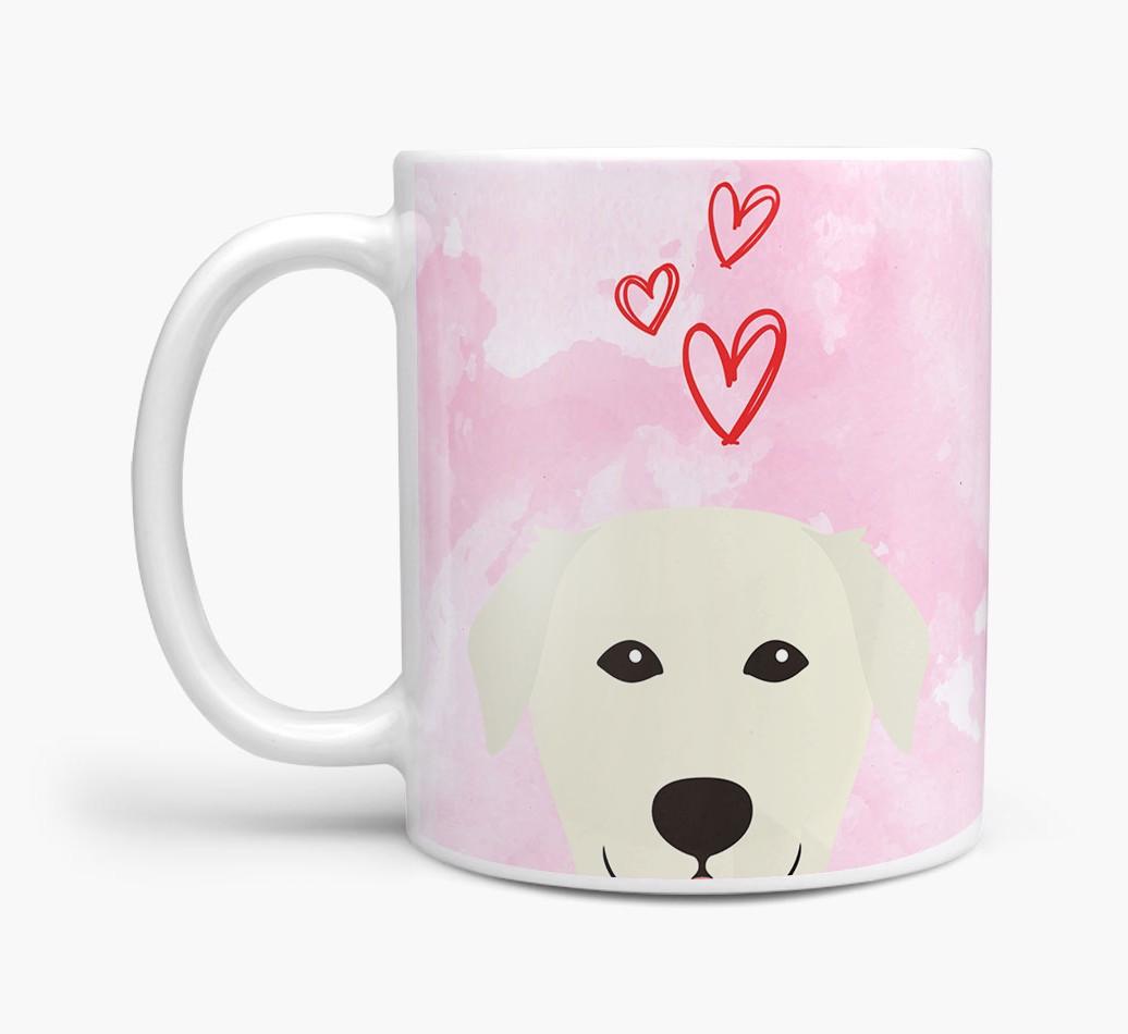 Peeking {breedFullName} Icon and Hearts Mug