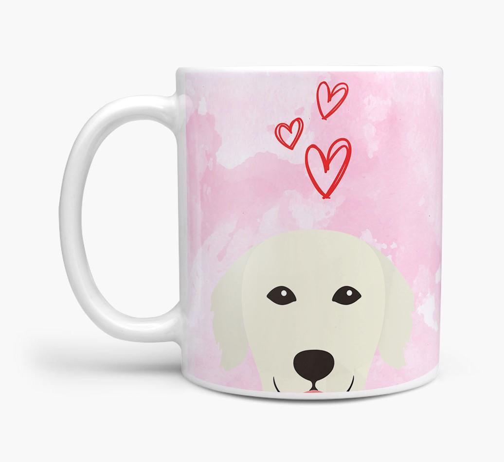 Peeking {breedFullName} Icon and Hearts Mug