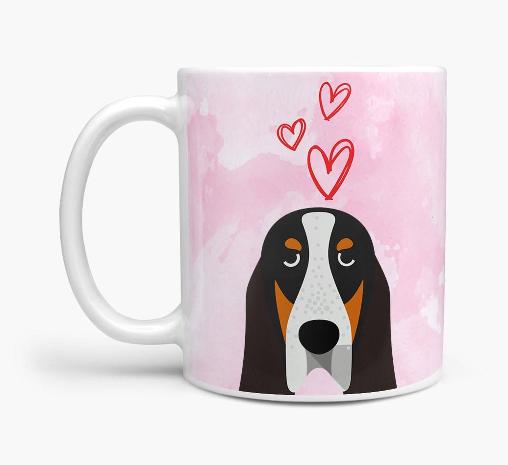 Peeking {breedFullName} Icon and Hearts Mug