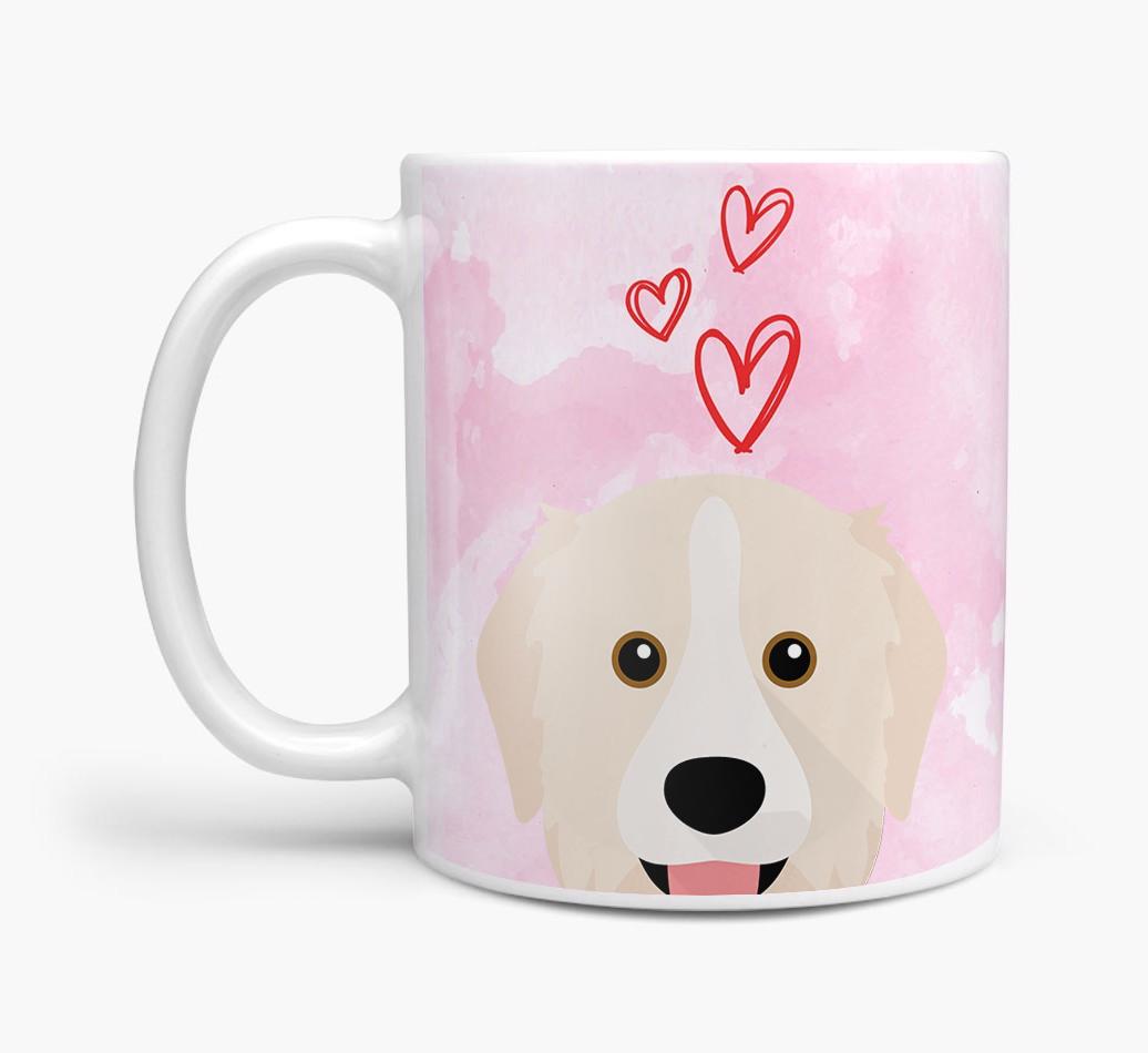 Peeking {breedFullName} Icon and Hearts Mug