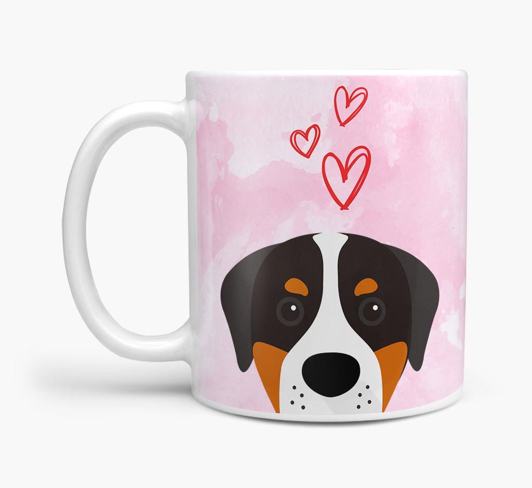Peeking {breedFullName} Icon and Hearts Mug