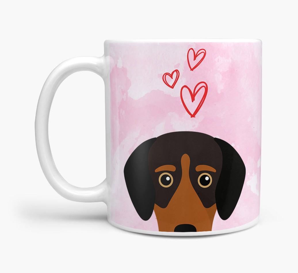 Peeking {breedFullName} Icon and Hearts Mug