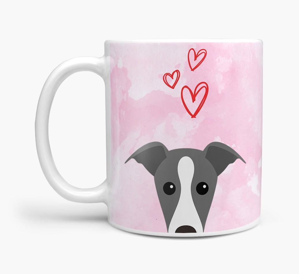 Peeking {breedFullName} Icon and Hearts Mug