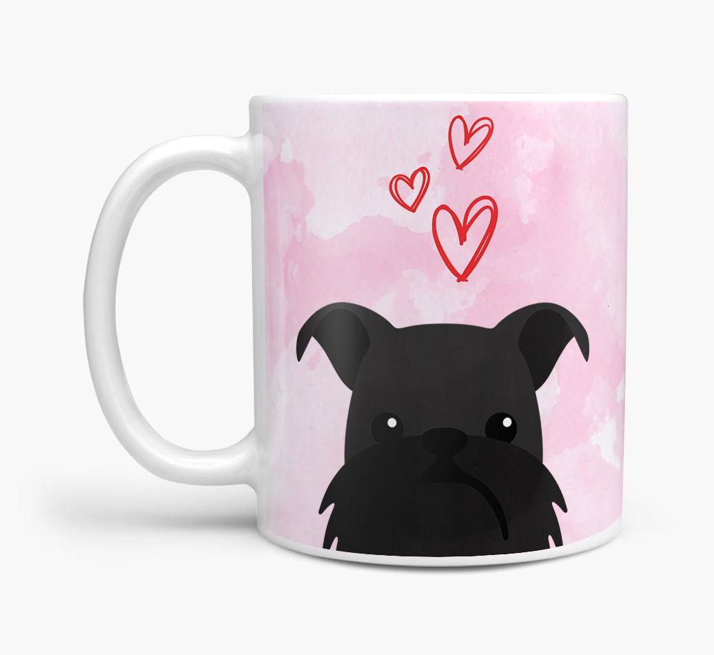 Peeking {breedFullName} Icon and Hearts Mug