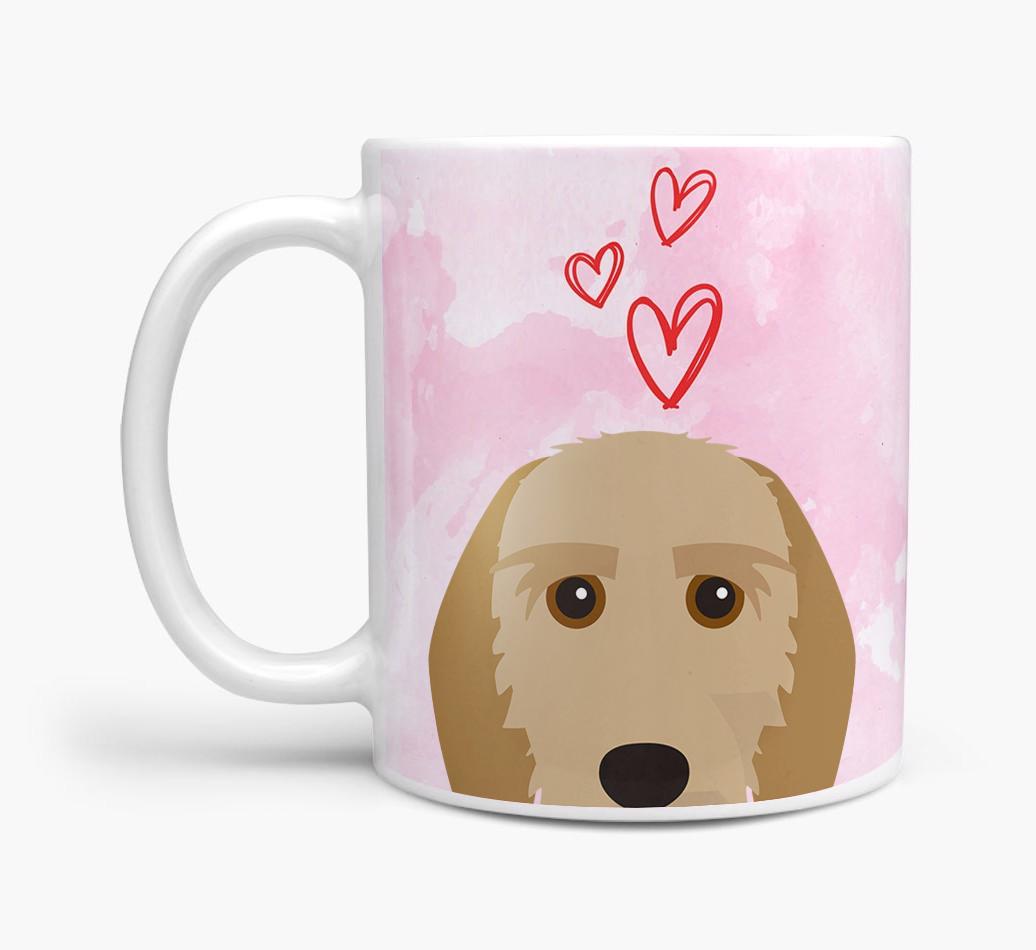 Peeking {breedFullName} Icon and Hearts Mug