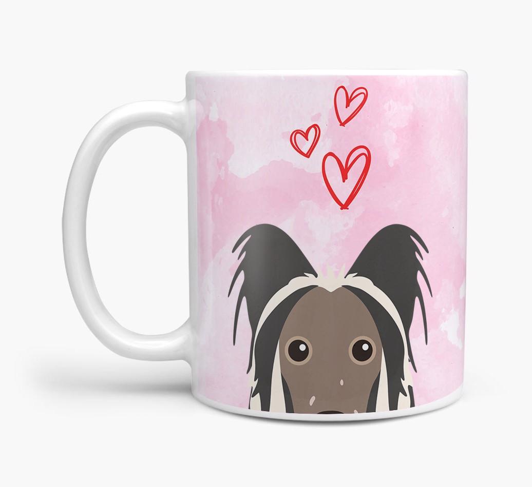 Peeking {breedFullName} Icon and Hearts Mug