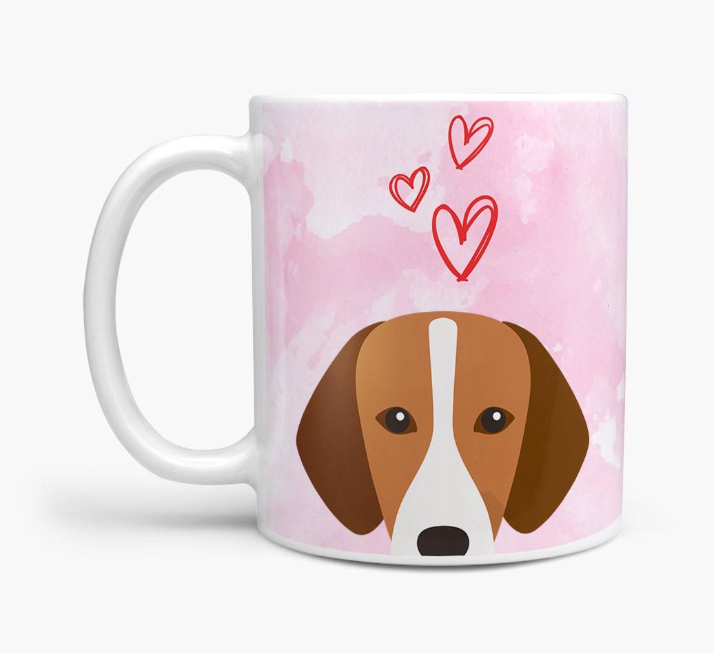 Peeking {breedFullName} Icon and Hearts Mug