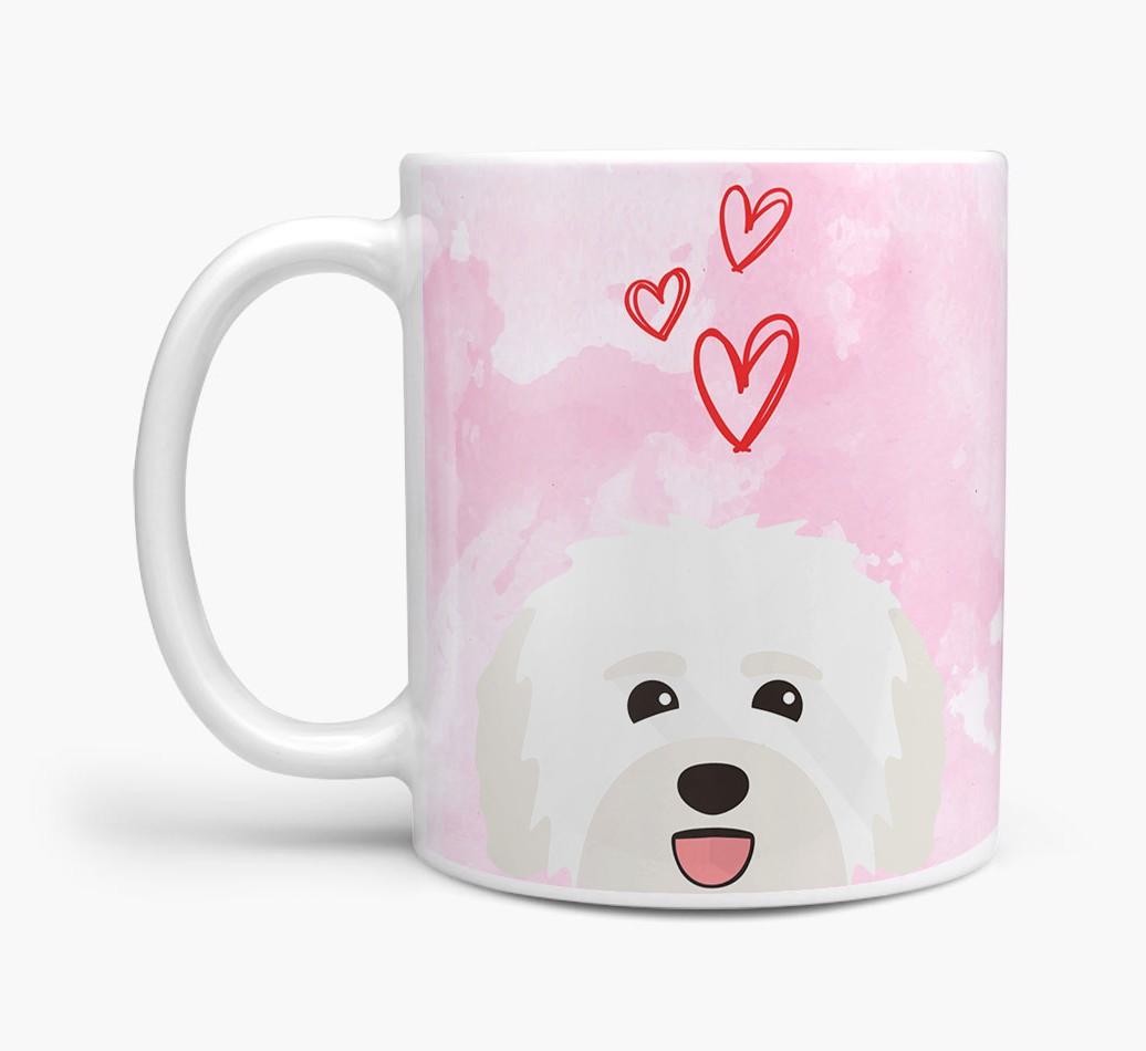 Peeking {breedFullName} Icon and Hearts Mug