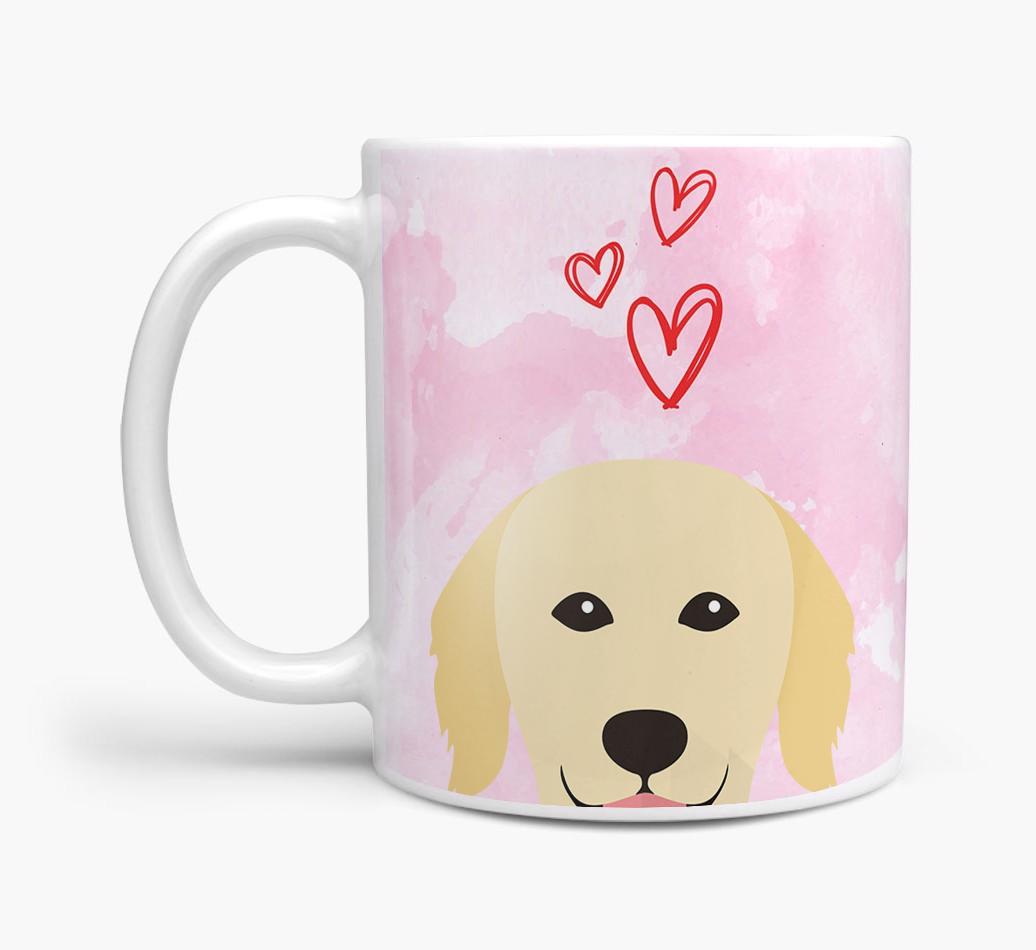 Peeking {breedFullName} Icon and Hearts Mug