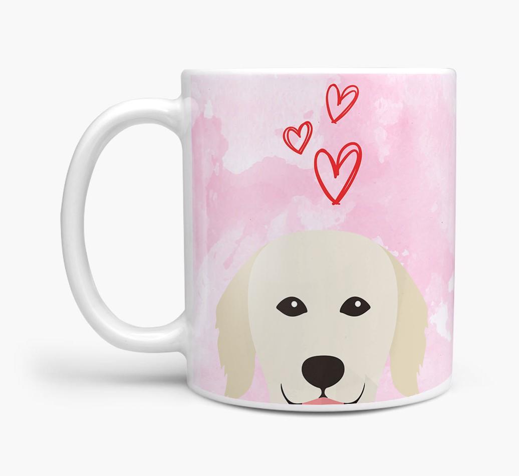 Peeking {breedFullName} Icon and Hearts Mug
