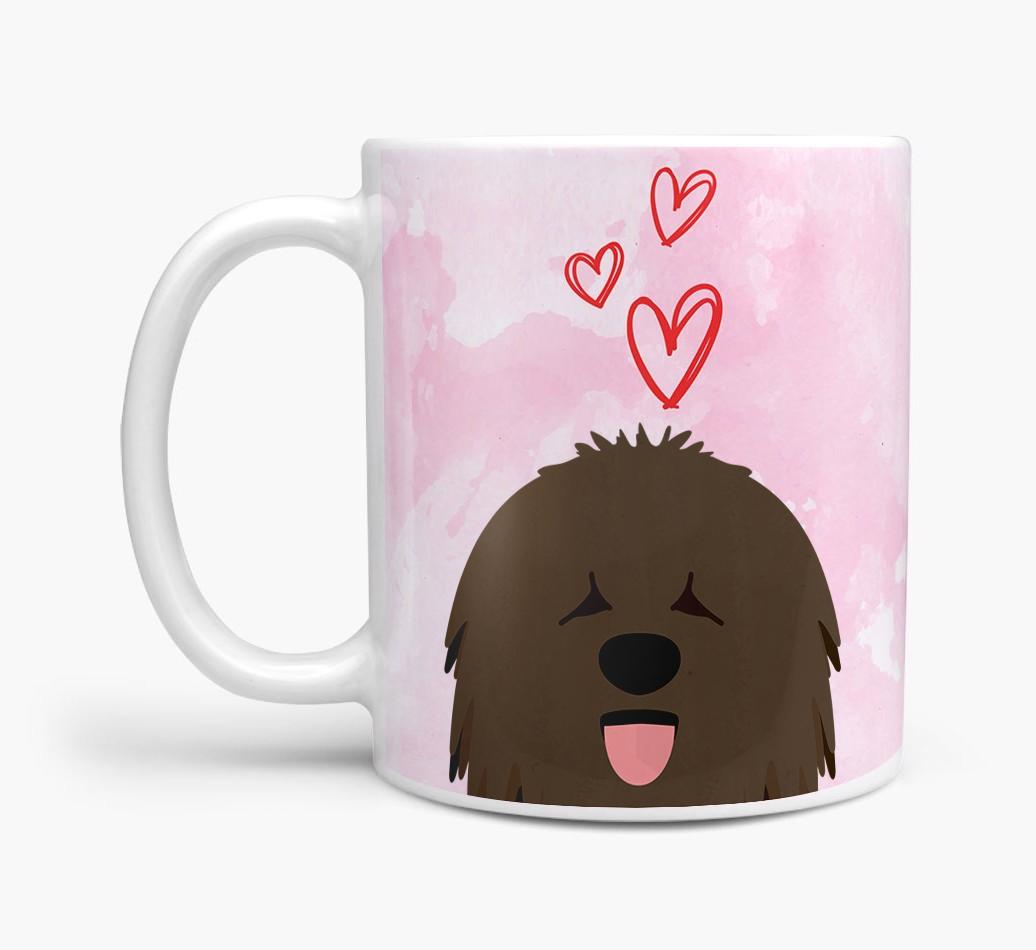 Peeking {breedFullName} Icon and Hearts Mug