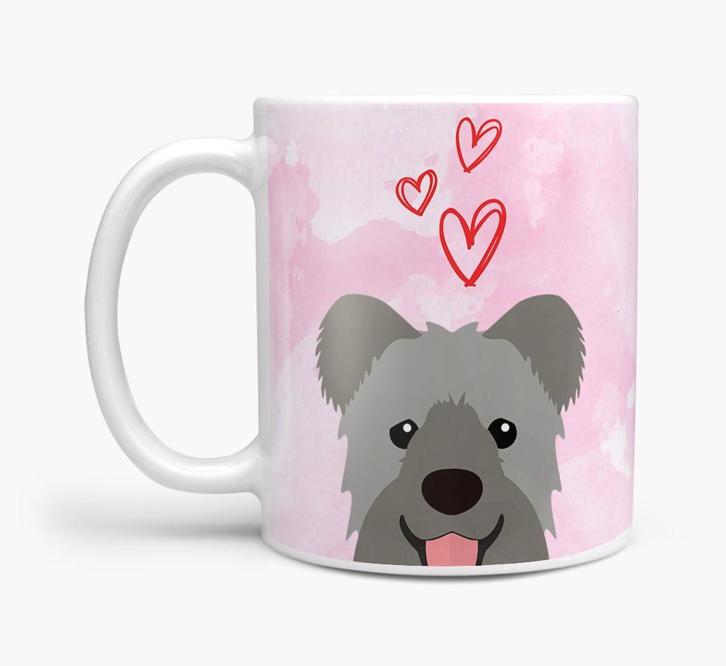 Peeking {breedFullName} Icon and Hearts Mug