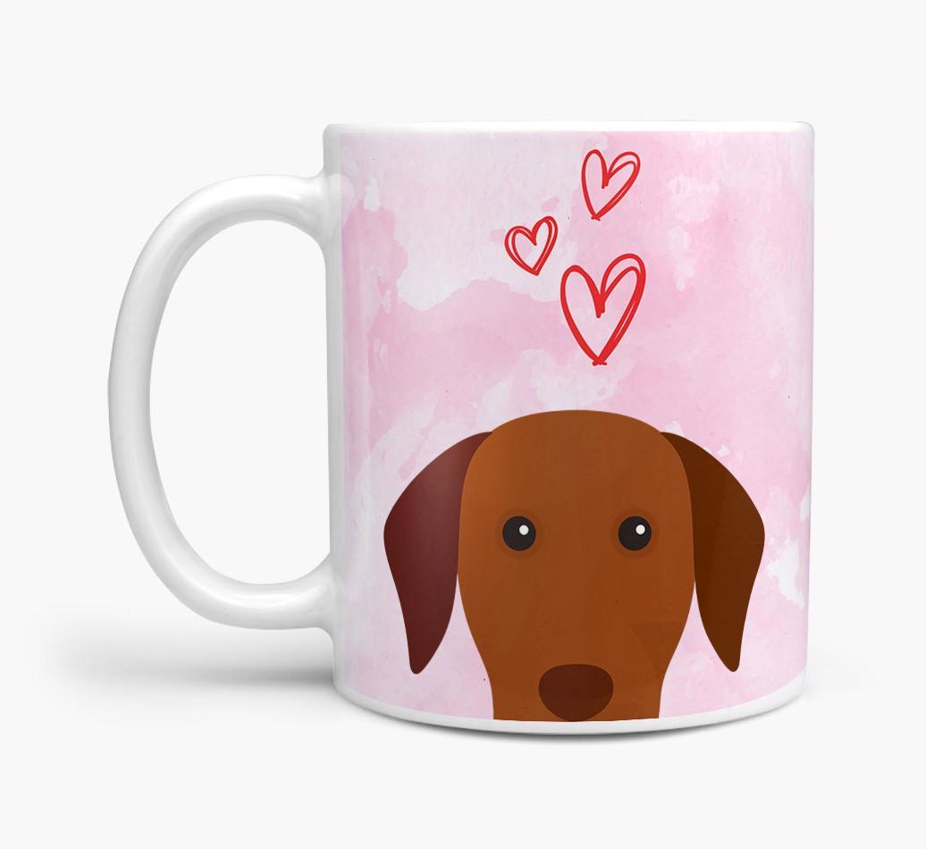 Peeking {breedFullName} Icon and Hearts Mug