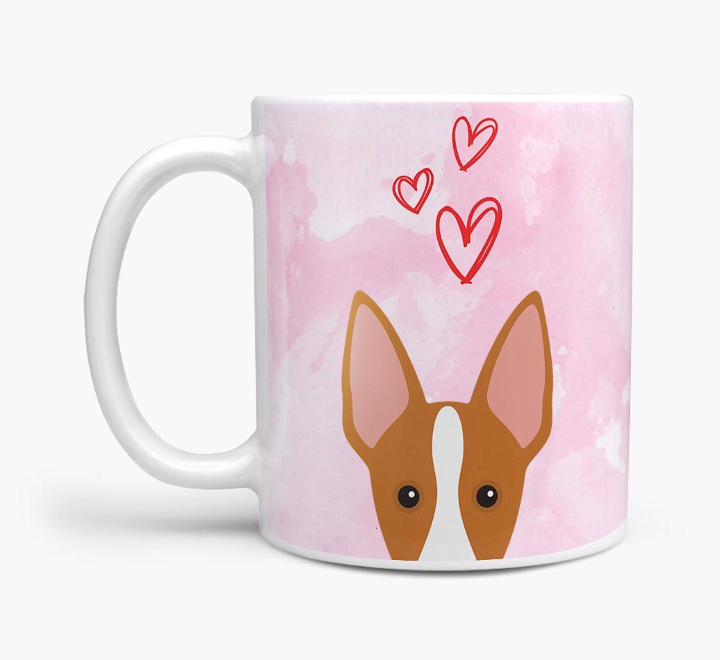 Peeking {breedFullName} Icon and Hearts Mug