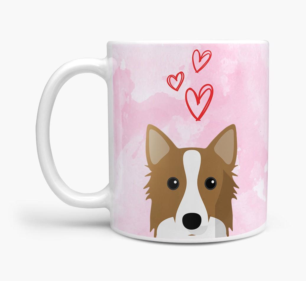 Peeking {breedFullName} Icon and Hearts Mug
