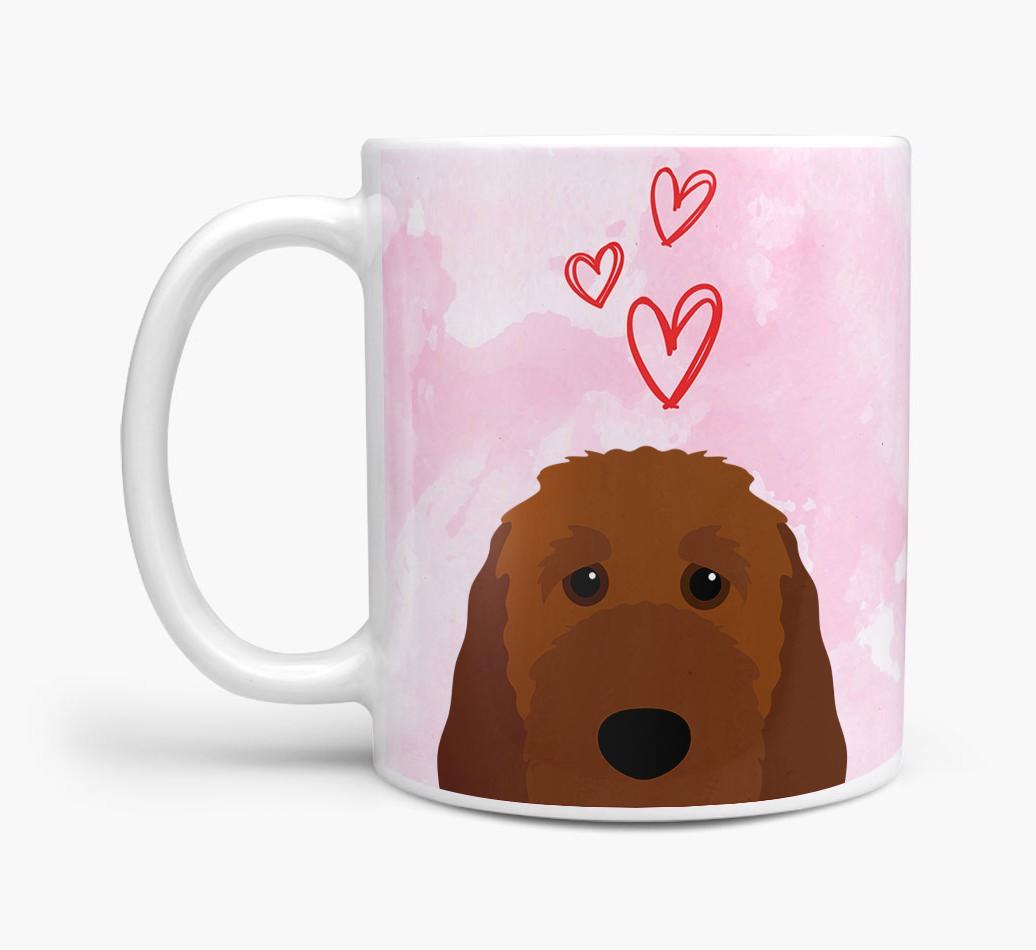 Peeking {breedFullName} Icon and Hearts Mug