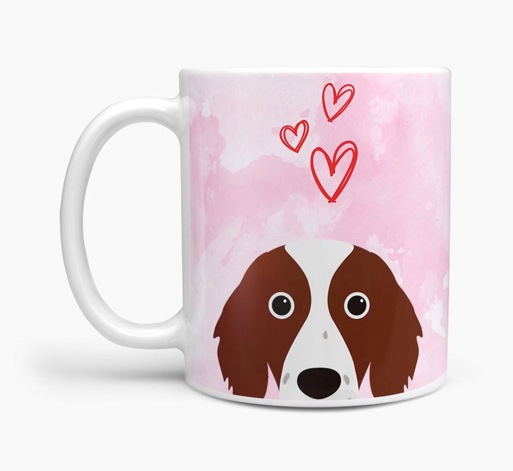 Peeking {breedFullName} Icon and Hearts Mug