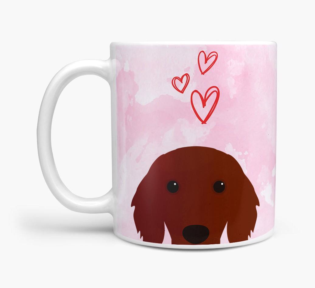 Peeking {breedFullName} Icon and Hearts Mug